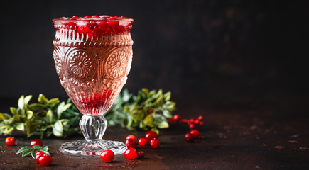 Cranberry cocktail in glasses
