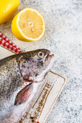Raw rainbow trout light background
