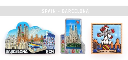 Souvenir magnet from Barcelona (Spain, Catalonia) isolated on white background