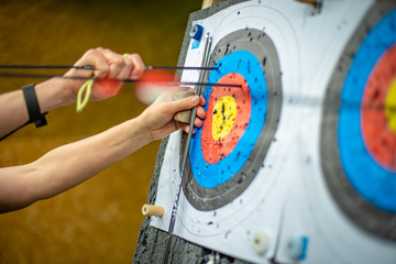 sports archery at the shooting range, competition for the most points to win the cup