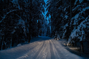 night on the road, winter night