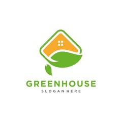 Real Estate Logo. Creative real estate icon with green leafs