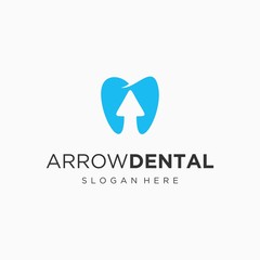 Dental logo design template with arrow up