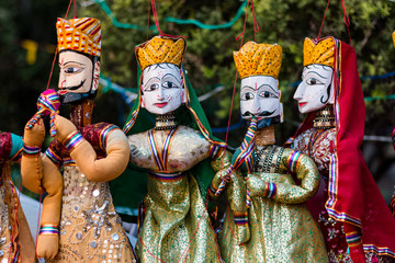 Indian puppets the handicraft products displayed for tourists