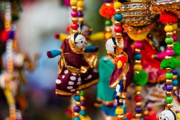 Indian puppets the handicraft products displayed for tourists
