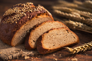 Tasty rye bread with sesame