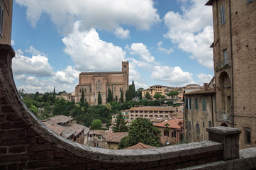 Siena medieval town center in summer