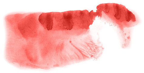 Abstract watercolor background hand-drawn on paper. Volumetric smoke elements. Red color. For design, web, card, text, decoration, surfaces.