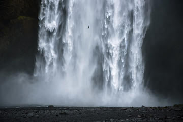 Closeup of the famous Skogafoss waterfall in Iceland