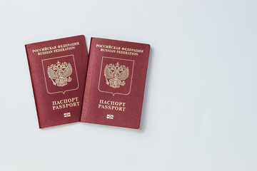 Two Russian passports on a white background isolate