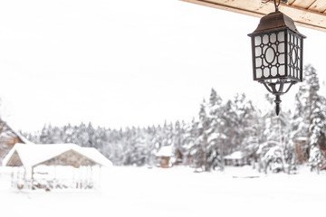 building under with snow, winter landscape, snow landscape
