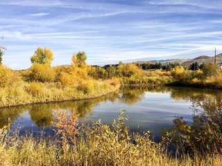 river in the rocky mountains with fall colors