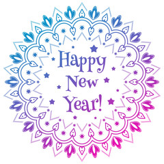 Happy new year greeting quote. New year decoration symbol. Snowflake ornament