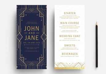 Art Deco Wedding Invite Card Layout