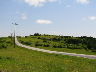 country road and blue sky
