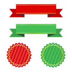 Red ribbon banner and green ribbon banner.Christmas ribbon banner.