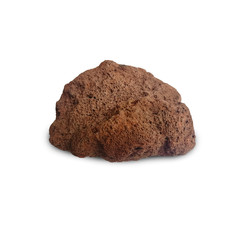 Basalt stone isolated on white background. Basalt is Extrusive igneous rock or Volcanic Rock. Basalt has a fine texture. Dark or gray to black, brown to heavy and mostly porous. 
