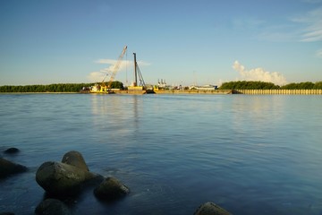 Fototapeta premium Mutiara beach port in North Jakarta, Indonesia