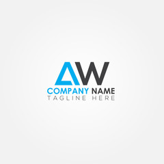 Initial letter AW simple logo Vector template. Simple AW Letter logo design. AW font type logo.