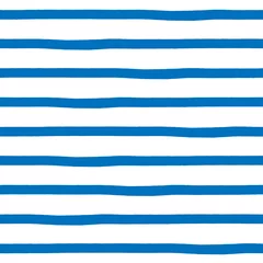 Papier Peint photo Rayures horizontales Modèle sans couture avec des rayures de marqueurs bleus marins inégaux dessinés à la main isolés sur fond blanc. Conception minimaliste. Illustration vectorielle.