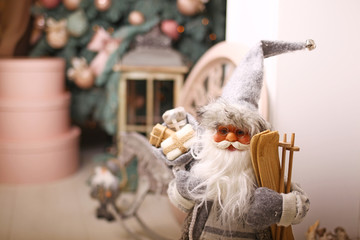 christmas tree with decorations and gifts