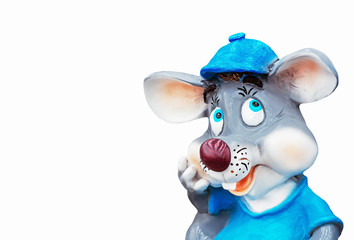 Fototapeta premium Toy dreamy mouse on a white background. Symbol of 2020.
