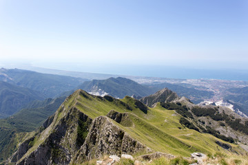 Fototapeta na wymiar Panoramic view from Monte Sagro in apuan alps