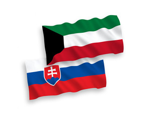 Flags of Slovakia and Kuwait on a white background