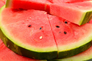 Juicy watermelon slices background. Top view.