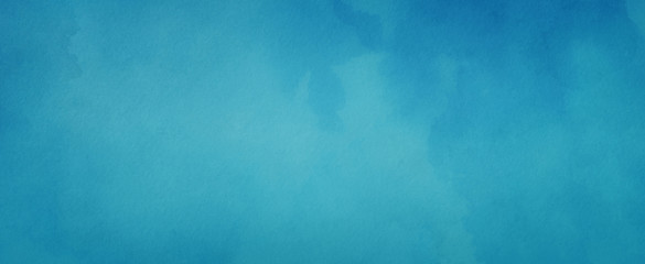 Blue watercolor background with faint texture and distressed vintage grunge and watercolor paint stains in elegant banner or backdrop illustration