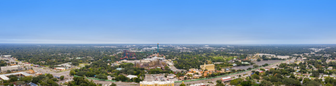 Aerial panorama Busch Gardens Tampa Florida theme park USA