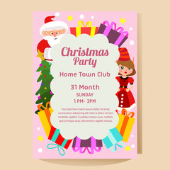 christmas party poster with santa elf