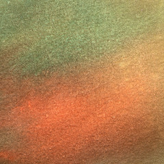 Abstract watercolor background. Dirty green and orange rough texture. Vintage backdrop