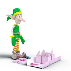 elf santa helper is ready for wrapping side view