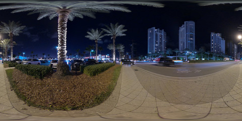 Night 360 spherical photo Sunny Isles Beach FL trump towers