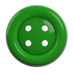Green Button Isolated on White Background