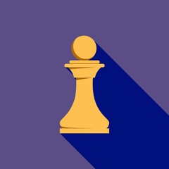 Wood chess pawn icon. Flat illustration of wood chess pawn vector icon for web design