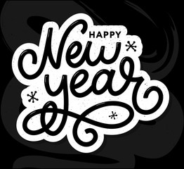 Happy New 2020 Year. Holiday Vector Illustration With Lettering Composition with burst Christmas