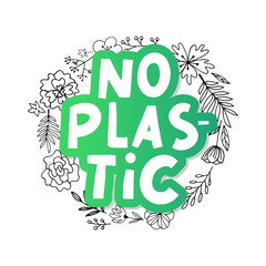 Plastic free product sign for labels, stickers no plastic lettering
