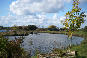 The Danube and its old waters are photographed in Bavaria near Regensburg