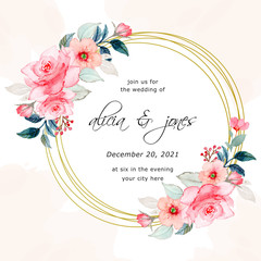save the date. wedding invitation card with floral watercolor