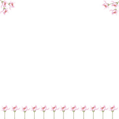 Frame of watercolor delicate flowers. Use for invitations, menus, birthdays.