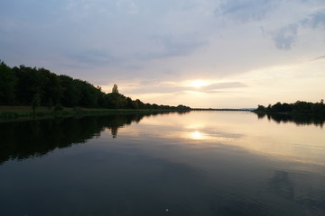 Naklejka na ściany i meble The Danube and its old waters are photographed in Bavaria near Regensburg