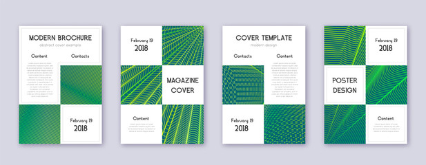 Business brochure design template set. Green abstr