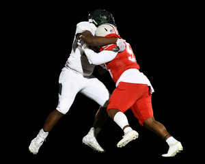 Fototapeta na wymiar Action photos of high school football players making amazing plays during a football game