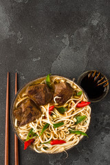 Asian beef noodle soup with chilli