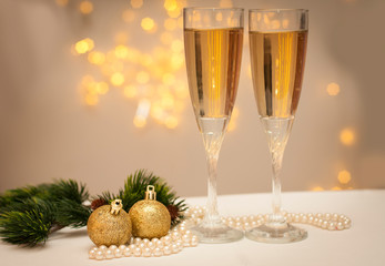 two glasses of champagne and decoration