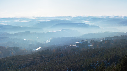 panoramic view of Kislovodsk in fog 