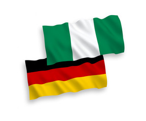 Flags of Nigeria and Germany on a white background