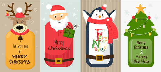 Christmas greeting card set vector stock